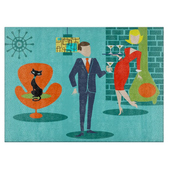 Retro Space Age Cartoon Cutting Board Schneidebrett (Vorderseite)