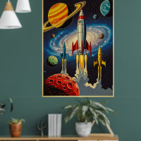 Retro Space Age Exploration Poster mit futuristisc