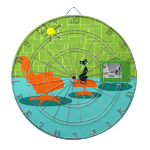 Retro Space Age Kitty Dart Board Dartscheibe