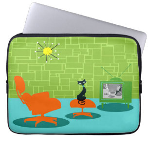 Retro Space Age Kitty Laptop Hülle Laptopschutzhülle