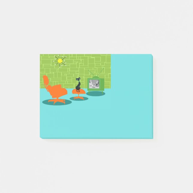 Retro Space Age Kitty Post-It Notizen (Vorderseite)