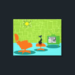 Retro Space Age Kitty Stretched Canvas Print Leinwanddruck<br><div class="desc">Es heißt, dass Hunde Besitzer haben und Katzen Mitarbeiter haben. Die Feline auf diesem Retro Space Age Kitty Stretched Canvas Print konnte nicht mehr zustimmen! Das minimalistische Design der 60er Jahre besticht durch eine elegante, schwarze Katze in einem modernen Wohnzimmer aus der Mitte des Jahrhunderts. Das elegante Zimmer besticht durch...</div>