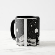Retro Space Art | Schwarz-Weiß-Cartoon