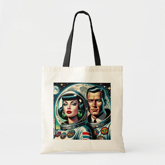 Retro Space Astronauts Tragetasche (Vorne)