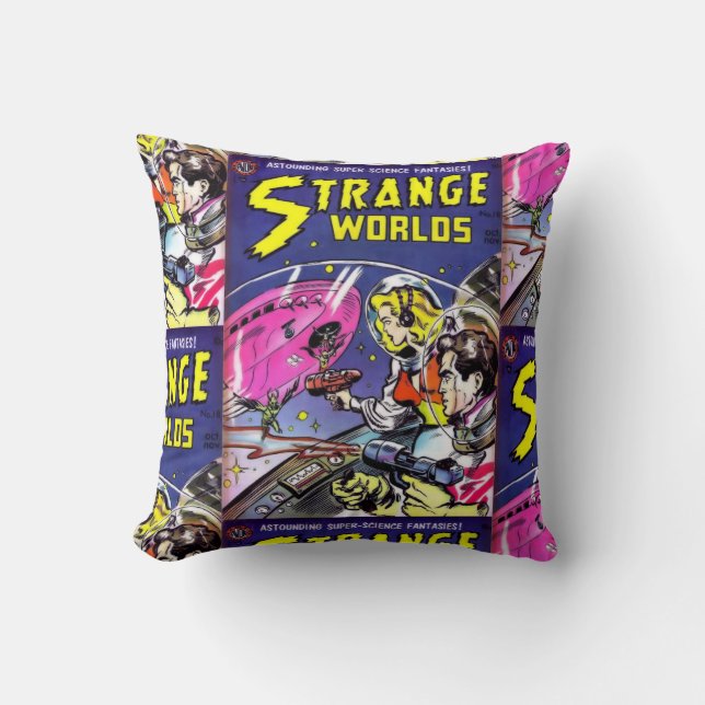 Retro Space Comic Book Decorative Throw Kissen (Vorderseite)