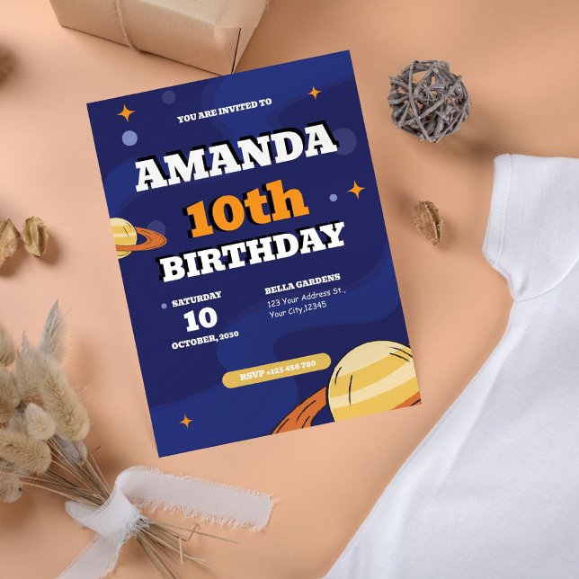 Retro Space Einladung zum 10. Geburtstag (Von Creator hochgeladen)