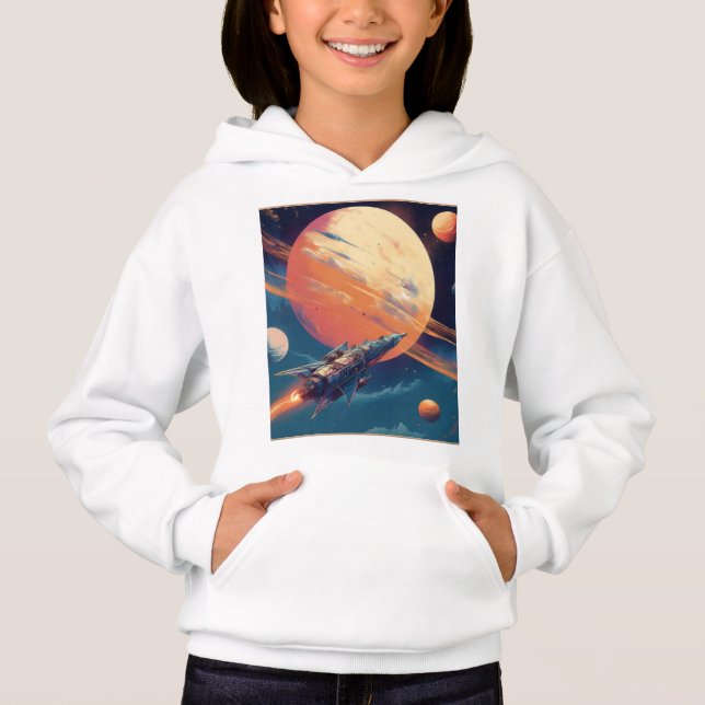Retro Space Exploration Poster Hoodie (Vorderseite)