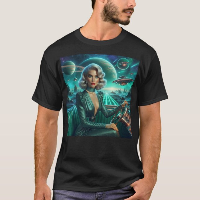Retro Space Girl T-Shirt (Vorderseite)