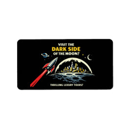 Retro Space Moon Return Address Label Sci-Fi Adressaufkleber