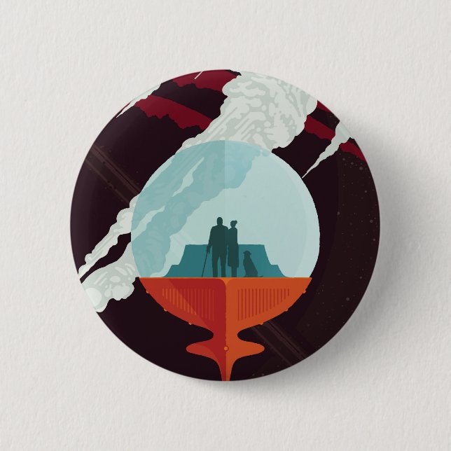 Retro Space Poster Cassini Mission to Saturn Button (Vorderseite)