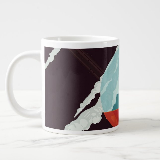 Retro Space Poster Cassini Mission to Saturn Jumbo-Tasse (Links)