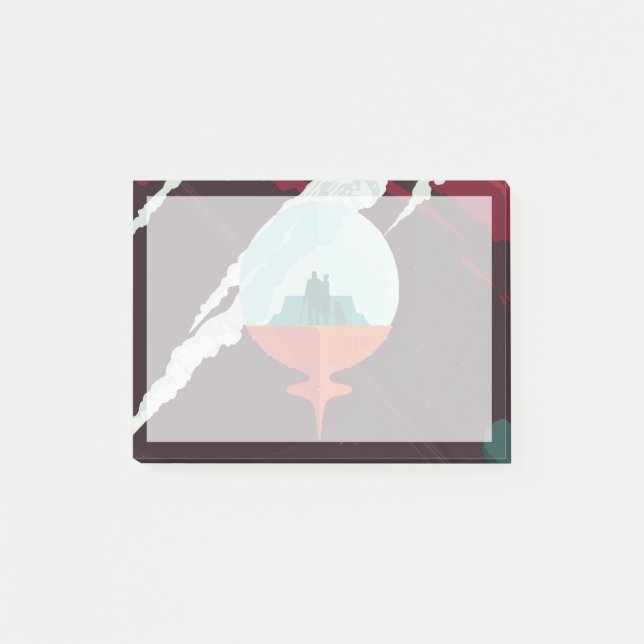 Retro Space Poster Cassini Mission to Saturn Post-it Klebezettel (Vorderseite)