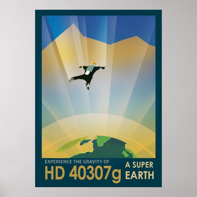 Retro Space Poster - die Schwerkraft einer Super E (Vorne)