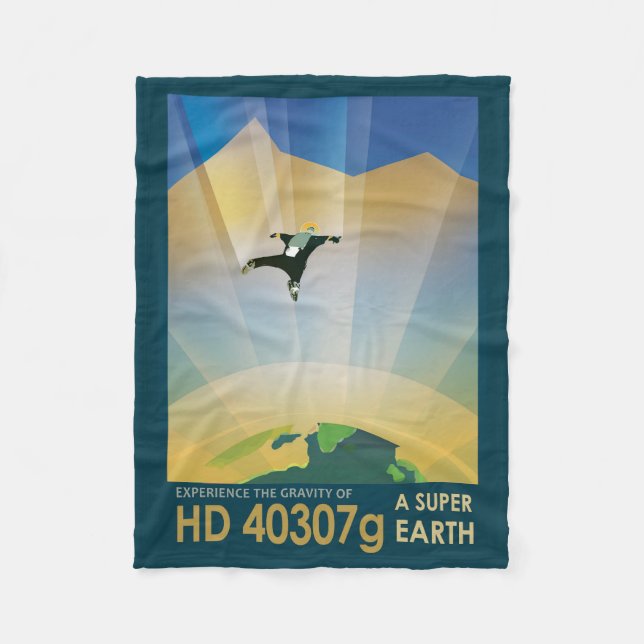 Retro Space Poster - die Schwerkraft einer Super E Fleecedecke (Vorderseite)
