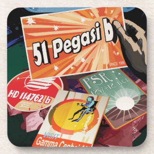 Retro Space Poster-Exoplanet Discovery 51 Pegasi B Getränkeuntersetzer