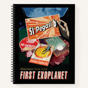 Retro Space Poster-Exoplanet Discovery 51 Pegasi B Notizbuch