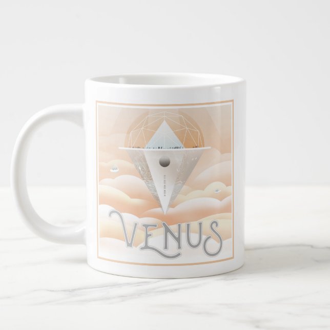 Retro Space Poster Observatory im Sonnensystem Jumbo-Tasse (Links)