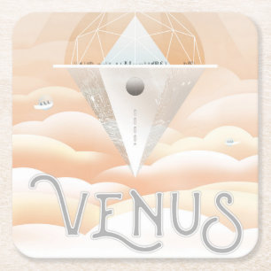 Retro Space Poster Observatory im Sonnensystem Rechteckiger Pappuntersetzer