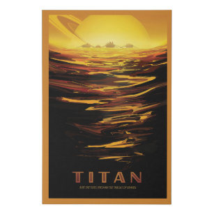 Retro Space Poster-Saturns Größter Mond, Titan. Künstlicher Leinwanddruck