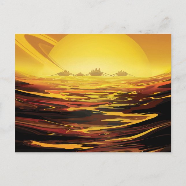 Retro Space Poster-Saturns Größter Mond, Titan. Postkarte (Vorderseite)