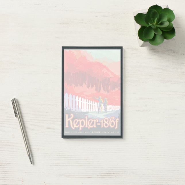 Retro Space Poster von Kepler-186f. Post-it Klebezettel (Büro)