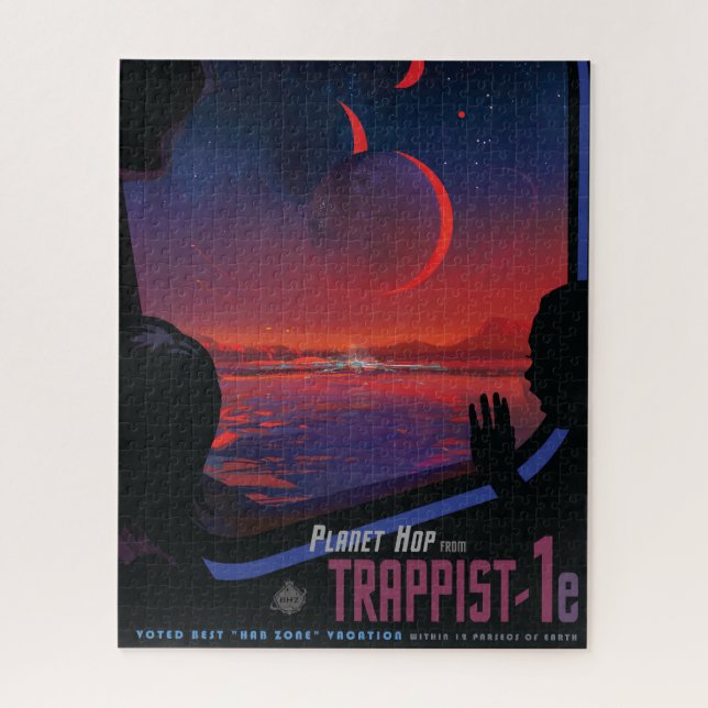 Retro Space Poster - Zuschauer beobachten Trappist (Vertikal)