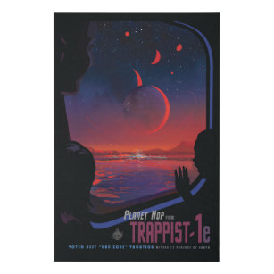 Retro Space Poster - Zuschauer beobachten Trappist Künstlicher Leinwanddruck