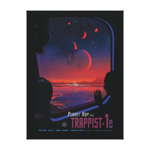 Retro Space Poster - Zuschauer beobachten Trappist Leinwanddruck