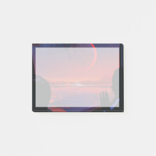 Retro Space Poster - Zuschauer beobachten Trappist Post-it Klebezettel