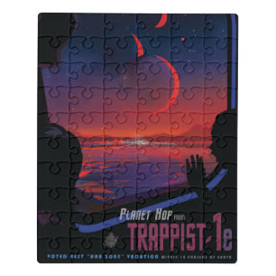 Retro Space Poster - Zuschauer beobachten Trappist Puzzle