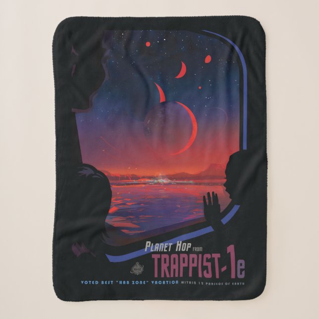 Retro Space Poster - Zuschauer beobachten Trappist Sherpadecke (Vorderseite)
