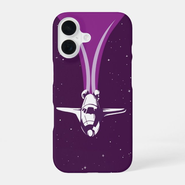 Retro Space Shuttle Galaxy iPhone 16 Hülle (Rückseite)