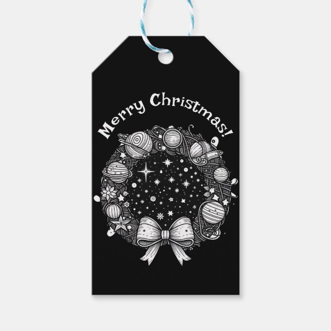 Retro Space-Themed Geschenkmarke | kosmischer Feie Geschenkanhänger (Vorderseite)