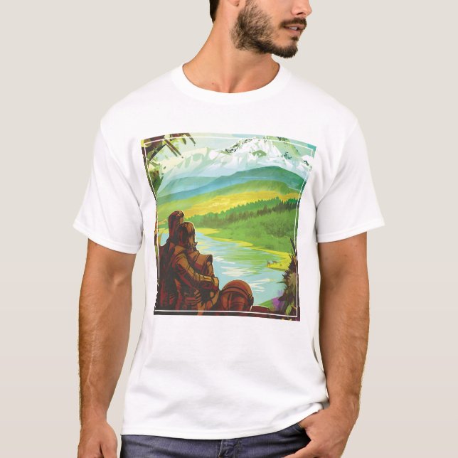 Retro Space Travel Poster-an-Earth Science Mission T-Shirt (Vorderseite)