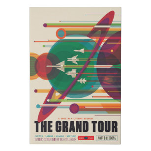 Retro Space Travel Poster - Solar System Grand Tou Künstlicher Leinwanddruck