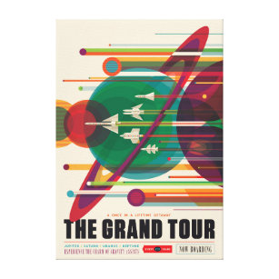 Retro Space Travel Poster - Solar System Grand Tou Leinwanddruck