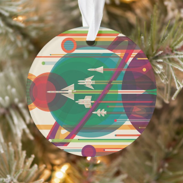 Retro Space Travel Poster - Solar System Grand Tou Ornament (Baum)