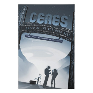 Retro Space Travel Poster-Zwerg Planet Ceres. Künstlicher Leinwanddruck