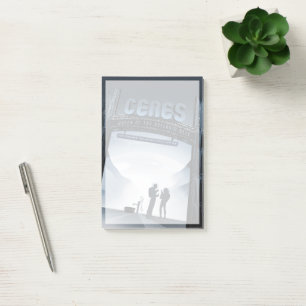 Retro Space Travel Poster-Zwerg Planet Ceres. Post-it Klebezettel