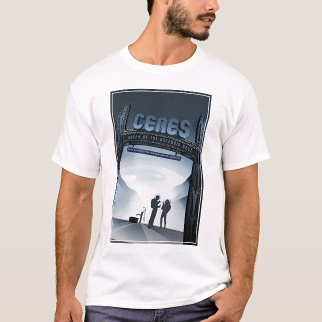 Retro Space Travel Poster-Zwerg Planet Ceres. T-Shirt (Vorderseite)