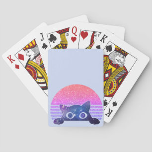 Retro spähende süße Katze Spielkarten