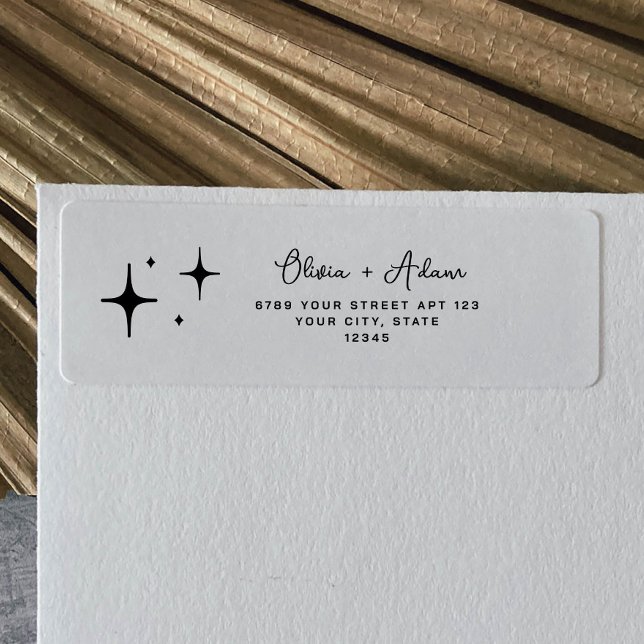 Retro Sparkle Modern Wedding Return Address Label (Von Creator hochgeladen)