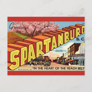 Retro Spartanburg SC Gruß Postkarte