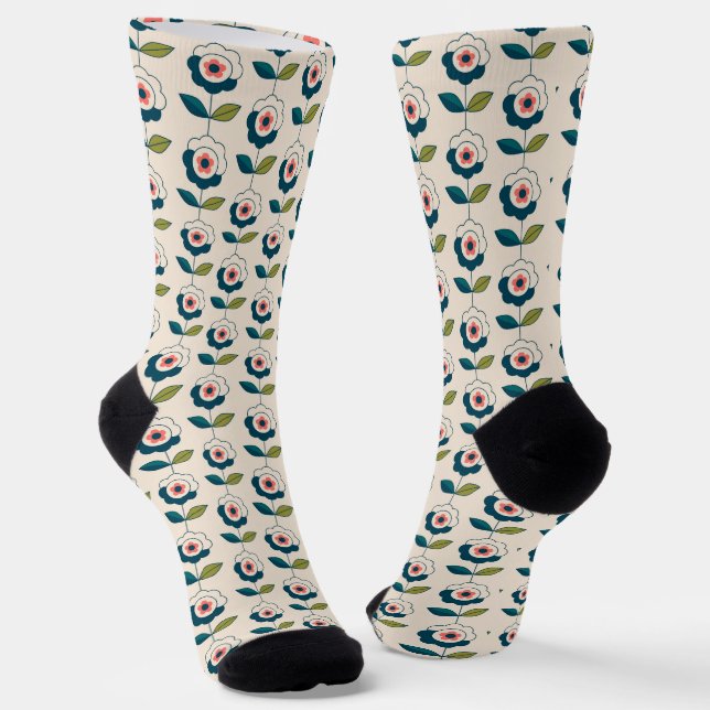 Retro-Spaß-Garten-Blumenmuster Socken (Gewinkelt)