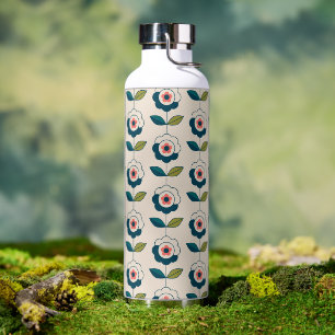 Retro-Spaß-Garten-Blumenmuster Trinkflasche
