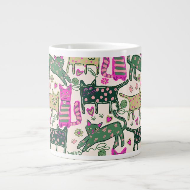 Retro-Spaß-Katze-Design Jumbo-Tasse (Vorderseite)