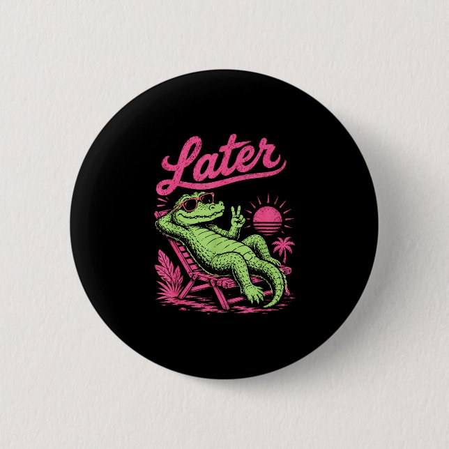 Retro später Alligator danach während Krokodil ent Button (Vorderseite)