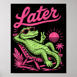 Retro später Alligator danach während Krokodil ent Poster