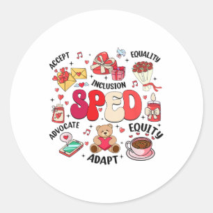 Retro Special Bildung Sped Teacher Valentine's D Runder Aufkleber
