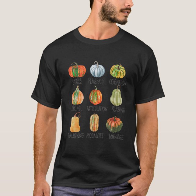 Retro Speech Therapy Pumpkins SLP Erntedank Aut T-Shirt (Vorderseite)
